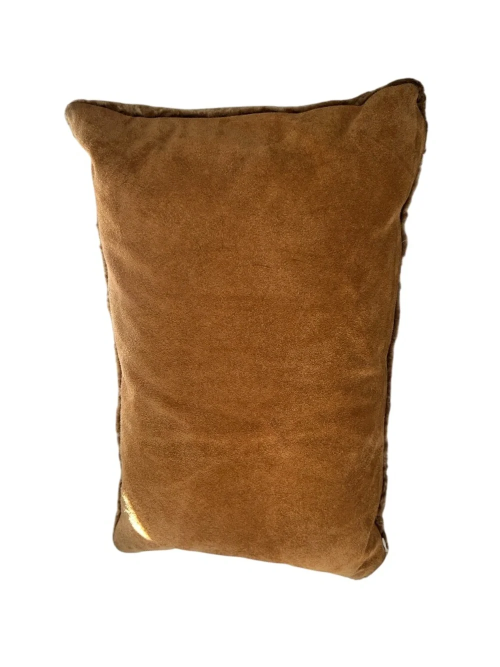Pehuen luxury medium brown sheepskin sued leather lumbar accent pillow